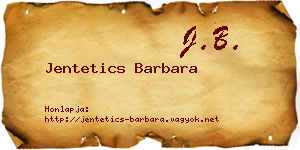 Jentetics Barbara névjegykártya